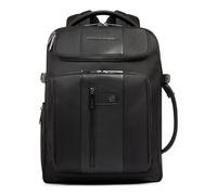 Piquadro Erweiterbarer Reiserucksack Herren mit Laptop-Fach Mann Leder und Stoff schwarz