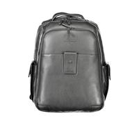 PIQUADRO Ili Rucksack aus Leder mit Außentaschen, Schwarz, M, Business