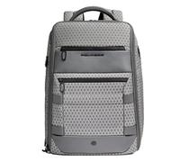Piquadro - Modularer 2-in-1-Reiserucksack mit 15,6"-Laptopfach aus Leder und Stoff - Grau - Herren