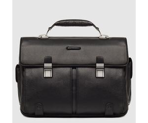Piquadro Modus Große Leder-Laptoptasche Schwarz