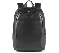Piquadro Modus Kleiner Rucksack aus Leder für 14 Zoll (35,6 cm) mit Zwei Fächern, Schwarz, 40 cm, Daypack
