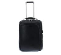 PIQUADRO Modus Trolley Cabin mit 2 Rädern aus Leder, 15,6 Zoll (39,6 cm) mit Zwei Fächern, Schwarz, 50 cm, Zeitgenössisch
