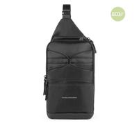 Piquadro Otello Querträgertasche aus recyceltem Stoff Schwarz