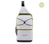 Piquadro Otello Querträgertasche aus recyceltem Stoff Weiß Eis