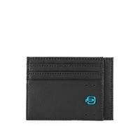 PIQUADRO P16 Kreditkartenetui aus Leder und Stoff, Chevron/Schwarz, Taglia Unica, Zeitgenössisch