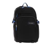 Piquadro PQ-RY Laptoprucksack für 15,6" aus Stoff und Leder Schwarz