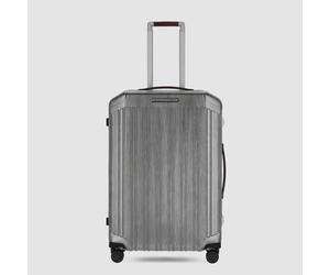 Piquadro PQLM Mittelgroßer Hartschalentrolley Schwarz/Leder