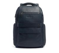 Piquadro Reiserucksack mit USB und USB Typ-C Anschlüssen Mann Leder stahlblau