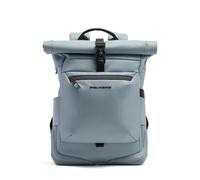 Piquadro - Roll-Top-Rucksack Laptop 15,6" aus Gewebe - Herren - Hellblau | RFID-Betrugsschutz, Brustgurt, Büro und Reise, Täglicher Gebrauch, Ergonomische Schulterriemen