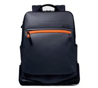 PIQUADRO Rucksack aus gummiertem Stoff, wasserabweisend, Laptop-Tasche 15,6 Zoll (39,6 cm) mit zwei Fächern, blau, 34.0 X 43.0 X 16.0 (cm)