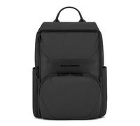PIQUADRO Rucksack aus Leder und Stoff für PC 14,00 Zoll, Schwarz