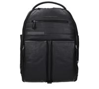 Piquadro Schwarzer Leder-Rucksack Einheitsgröße