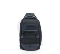 Piquadro Sling bag aus recycled Stoff mit Rucksack-Option Mann Leder und Stoff blau