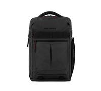 PIQUADRO Sportlicher Rucksack für PC und iPad® aus recyceltem Stoff mit Schuhfach, Brustgurt, Schloss und Fahrradhelmbefestigung. Anzahl der Fächer: 2. Geeignet für: 15,6-Zoll-Laptops, Schwarz ,