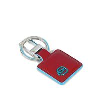 Piquadro Unisex Pc3757b2 Blue Square Schlüsselanhänger aus Leder mit Ring und Karabiner