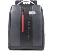 Piquadro - 15,6"-Laptop-Rucksack - Premium-Leder - Schwarz/Grau - Herren