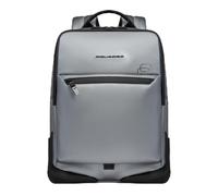 Piquadro Wasserfester Laptop-Rucksack 15,6" Mann Stoff silber/schwarz