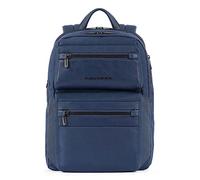 PIQUADRO Woody Mittelgroßer Rucksack aus Leder und Stoff, Blau_Blau, Taglia unica, Business