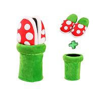 Piranha Plants Plush Home Wear Hausschuhe Cannibal Flower Shape Cosplay Schuhe/Dot Muster Hausschuhe Loafer mit Pipe Topflappen für Erwachsene Teens Home Schuhe Weihnachtsgeschenke