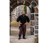 Leonardo Carbone® Piratenhemd Artur mit Kragen - Mittelalter Kleidung, Mittelalter Hemd Herren, LARP-Kleidung, Festival Outfit Herren, Piratenkostüm, Freizeithemden Langarm Schwarz M