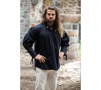 Piratenhemd "Claude" mit geschnürten Manschetten Schwarz XXXL