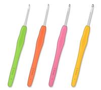 Piriuuo 4 Stück Häkelnadel Set, 4 Größen Bunte Ergonomische Häkelnadel mit Silikongriff Häkelnadeln 14 cm Lange Häkelnadel Stricknadel DIY-Handstrick für Anfänger und Häkelliebhaber, 2/2.5/3/3.5 mm