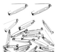 Piriuuo 60 Stück Broschennadeln, 30 mm Silber Sicherheitsnadeln Silberne Stabnadeln mit 2 Löchern Verschlussnadeln Anstecknadel für Schmuck- und Handarbeiten Broschennadel Sicherheitsnadel