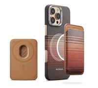 pitaka Magnetisches Handy Wallet aus Aramidfaser Magnetischer Geldbörse mit 2 Kartenhalter mit Magsafe Wallet Leichtes Geldbörse Kompatibel mit iPhone 17/16/15 Serien Sonnenuntergang