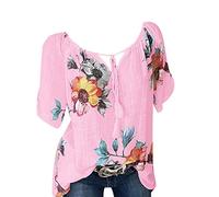 Pitashe Damen Tops Freizeit Bequem Blumen Drucken V-Ausschnitt Kurzarm Damen Sommer T-Shirts Weste Crop Top Tank Top Party Oberteile Blusen Camisole Hemd Bekleidung Vest Bauchfrei Tunika Shirts Tops