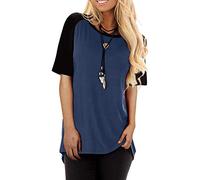 Pitashe Damen Tops Freizeit Sommer Kurzarm Rundhals Baumwolle Nähen Damen Sommer T-Shirt Crop Top Weste Tank Top Party Oberteile Bluse Camisole Hemd Bekleidung Vest Bauchfrei Tunika Clubwear Shirts