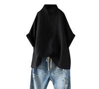 Pitashe Damen Tops Kurzarm Große Größe Lose Bequem Baumwolle und Leinen Damen Sommer T-Shirt Crop Top Weste Tank Top Wild Party Oberteile Blusen Camisole Hemd Bekleidung Vest Bauchfrei Tunika Shirts