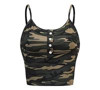 Pitashe Damen Tops Sexy Einzigartig Drache Stickerei Sling Ärmellos Crop Tops Shirt Sommer Tank Top Party Oberteile Bluse Weste Casual Vest Bauchfrei Tunika Trägertop Camisole Clubwear T-Shirt Schwarz
