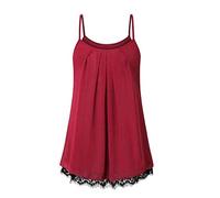 Pitashe Damen Tops Sexy Mode Baumwolle Lose Spitze Sling Ärmellos Weste Damen Sommer Tank Top Party Oberteile Blusen Camisole Hemd Crop Tops T-Shirts Bekleidung Vest Bauchfrei Tunika Clubwear Shirts
