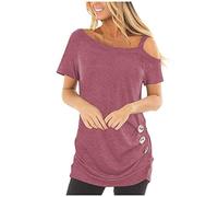 Pitashe Damen Tops Sommer Damen Kurzarm Bluse Lose Spitze Patchwork Cut Out Tops T-Shirt Tunika Einfarbig Neckholder Oberteile Perspektive Top Hemd Streetwear Hemd Streetwear Tee Shirt