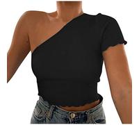 Pitashe Damen Tops Sommer Damen Kurzarm Bluse Lose Spitze Patchwork Cut Out Tops T-Shirt Tunika Einfarbig Neckholder Oberteile Perspektive Top Hemd Streetwear Hemd Streetwear Tee Shirt