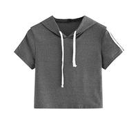 Pitashe Damen Tops Süß Kurzarm Bequem Damen Sommer T-Shirt Crop Top Mit Kapuze Kurz Pullover Weste Tank Top Elegant Party Oberteile Bluse Camisole Hemd Bekleidung Vest Bauchfrei Tunika Clubwear Shirts