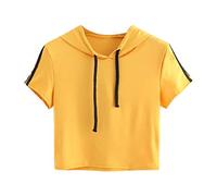 Pitashe Damen Tops Süß Kurzarm Bequem Damen Sommer T-Shirt Crop Top Mit Kapuze Kurz Pullover Weste Tank Top Elegant Party Oberteile Bluse Camisole Hemd Bekleidung Vest Bauchfrei Tunika Clubwear Shirts