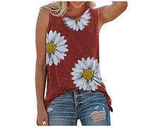 Pitashe Damen Tops Tank Tops Schlinge Oberteile Tops Frauen T-Shirt Bluse, Mode Beiläufig Weste Damen Sommer Lose geknitterte Rundhals T-Shirt Einfarbig Ärmellos Übergröße Weste Tanktops