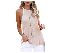 Pitashe Shirts Damen, Mode Einfarbig V-Neck Ärmellos Stricken Tank Tops Freizeit T-Shirt Crop Tops Frauen Sommer Weste Hemd Bluse Schön Unregelmäßigkeit Unterhemd Sexy Shirts Top Pulli Damen Oberteile