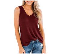 Pitashe Shirts Damen, Mode Einfarbig V-Neck Ärmellos Stricken Tank Tops Freizeit T-Shirt Crop Tops Frauen Sommer Weste Hemd Bluse Schön Unregelmäßigkeit Unterhemd Sexy Shirts Top Pulli Damen Oberteile