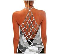 Pitashe Sommer Sexy Damen Tanktop Sommer T Shirt Rundhals Ärmellose Camouflage Muster Bluse Vest Weste Lose Beiläufig Oberteile Trägertop Sommer Elastizität Longtop Shirts Hemd Tunika Crop Tank Top