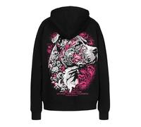 PITBULL Damen Hoodie Tattoo Kapuzenpullover 280 GSM Tricot Terry Sweatshirt mit großem Rückenprint Loose Fit