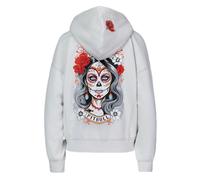 Damen Zip-Hoodie Pitbull Santa Muerte Hooded Zip white stone