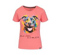 PITBULL Damen T-Shirt aus Baumwolle Tshirt Kurzarm Bluse mit Rundhalsausschnitt für Frauen Pit Bull West Coast Watercolor Tshirts bunter Aufdruck