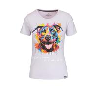 PITBULL Damen T-Shirt aus Baumwolle Tshirt Kurzarm Bluse mit Rundhalsausschnitt für Frauen Pit Bull West Coast Watercolor Tshirts bunter Aufdruck