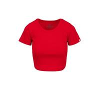 PITBULL Damen T-Shirt, Crop Top Rib, Baumwollshirt 300g im Rippdesign mit Stretch, kurz geschnitten, enganliegend, ohne Aufdruck, Sommer Oberteil Alltag, Kurzes Tshirt