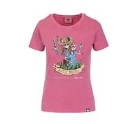 PITBULL Damen T-Shirt Double Trouble Regular Fit 190 g Baumwolle Vintage-Look Frontprint Rundhals Streetwear Oberteil Waschung Schwarz Rockshirt