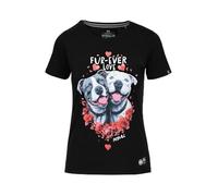 PITBULL Damen T-Shirt FUR-Ever Love Baumwollshirt 190g mit Hundemotiv, taillierter Schnitt, Slim Fit Shirt für Alltag, Geschenkidee, Kurzarmshirt, Frauen Tshirt