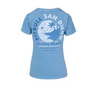 PITBULL Damen T-Shirt Planet SURF Denim Washed 190 GSM 100% Baumwolle, Regular Fit, Tshirt, Großer Frontprint - Freizeit & Alltag Baumwollshirt