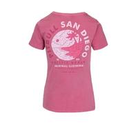 PITBULL Damen T-Shirt Planet SURF Denim Washed 190 GSM 100% Baumwolle, Regular Fit, Tshirt, Großer Frontprint - Freizeit & Alltag Baumwollshirt